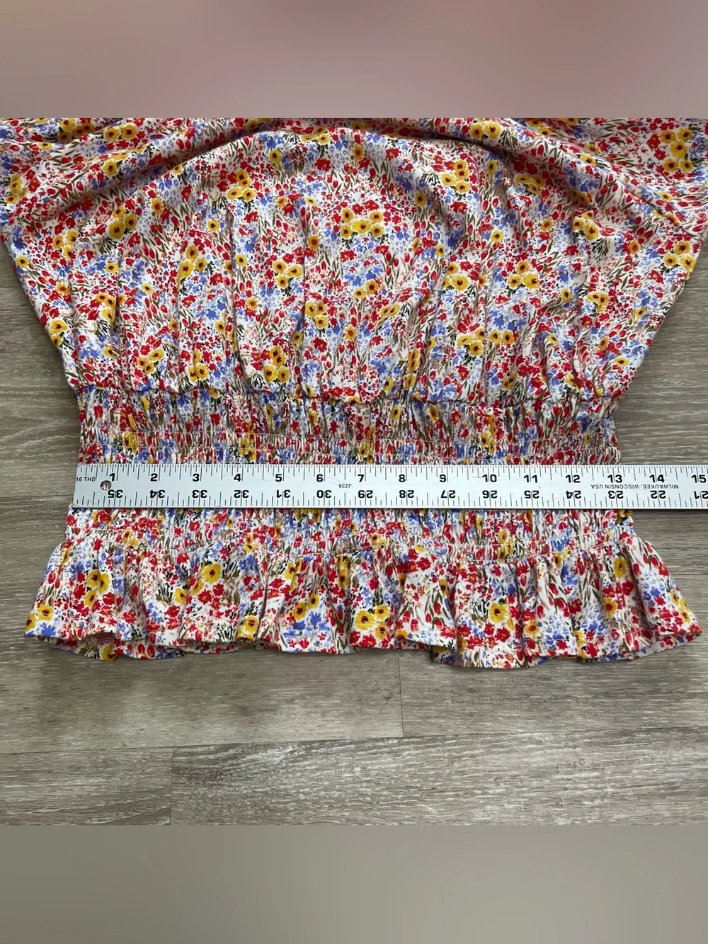 LOFT Outlet Multicolor Floral Smocked Off Shoulder Puff Sleeve Top Sz XS Cottage